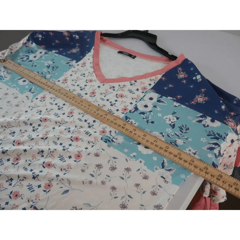 Women's Floral Ruffle-Sleeve V-Neck Tunic XL